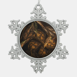 Abstracte kunst van moeder aarde tin sneeuwvlok ornament