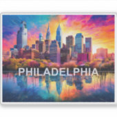 Abstracte kunst van Philadelphia Skyline Sticker (Voorkant)