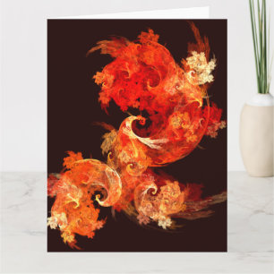 Abstracte kunst voor dansende vuurvogels bedankkaart