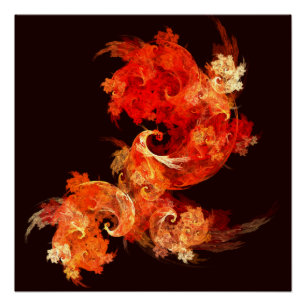 Abstracte kunst voor dansende vuurvogels perfect poster