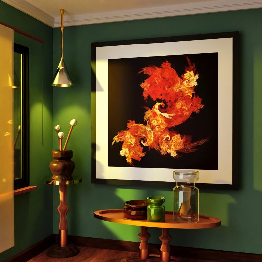 Abstracte kunst voor dansende vuurvogels poster