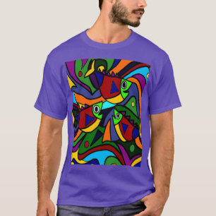 Abstracte kunst voor kleurrijke vis t-shirt