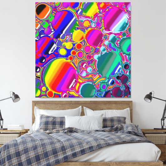 Abstracte kunst voor regenboogblast canvas afdruk (Insitu (Slaapkamer))
