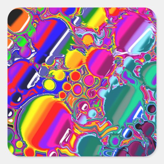 Abstracte kunst voor regenboogblast vierkante sticker (Voorkant)