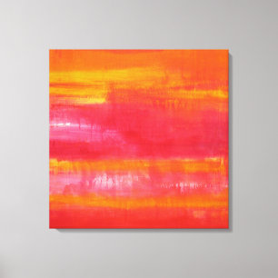 Abstracte Kunst "ZOMERDAG" Rood Geel Sinaasappel Canvas Afdruk