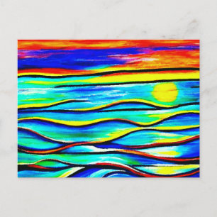 Abstracte kunst zon boven water Briefkaart