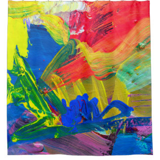 Abstracte kunstachtergrond. Met de hand geschilder Douchegordijn