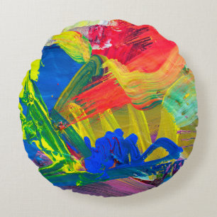 Abstracte kunstachtergrond. Met de hand geschilder Rond Kussen