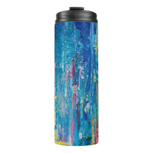 Abstracte kunstachtergrond. Olieverf op canvas. C Thermosbeker