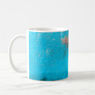 Abstracte Kunstachtergrond, verf, fijn, blauw, can Koffiemok