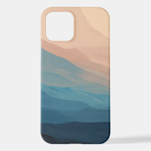 Abstracte kunstblindroze en blauwe Waterverf iPhone 12 Hoesje