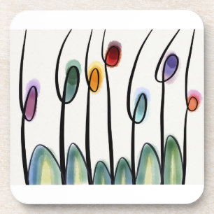 Abstracte kunstbloemen bier onderzetter