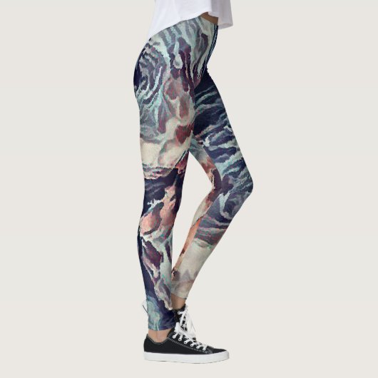 Abstracte kunstborstel gestructureerde rozen afdru leggings (Rechts)