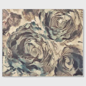 Abstracte kunstborstelgetextureerde rozen afdrukke cadeaupapier (Vlak)