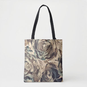 Abstracte kunstborstelgetextureerde rozen afdrukke draagtas