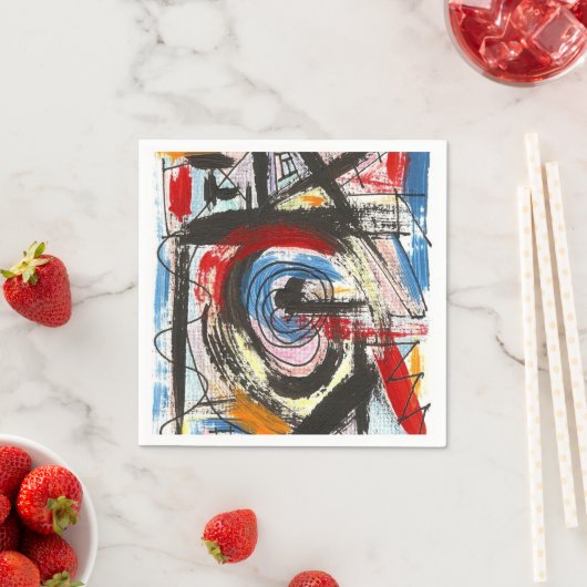 Abstracte kunstborstels met stapelwijze en handsch servetten (Insitu)