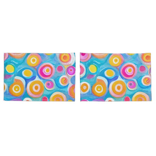 Abstracte Kunstcirkels Fel Kleuren Aangepaste Naam Kussensloop (Achterkant-Set)