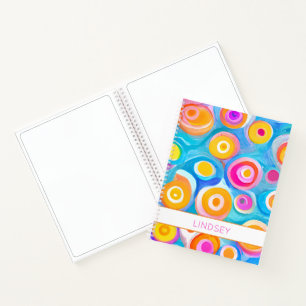 Abstracte kunstcirkels Heldere kleuren NAAM Leuke Notitieboek