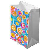 Abstracte kunstcirkels kleurrijk helder plezier medium cadeauzakje (Voorkant Gekanteld)