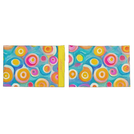 Abstracte kunstcirkels voor heldere kleuren, aange kussensloop (Achterkant-Set)