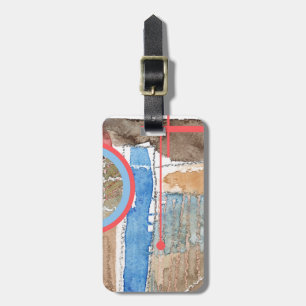 abstracte kunstcollage, gemengde media en waterver bagagelabel