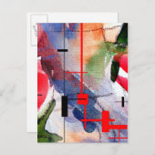 abstracte kunstcollage, gemengde media en waterver briefkaart (Voorkant / Achterkant)