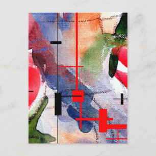 abstracte kunstcollage, gemengde media en waterver briefkaart