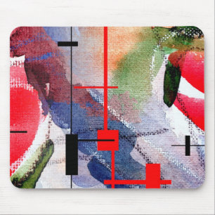 abstracte kunstcollage, gemengde media en waterver muismat