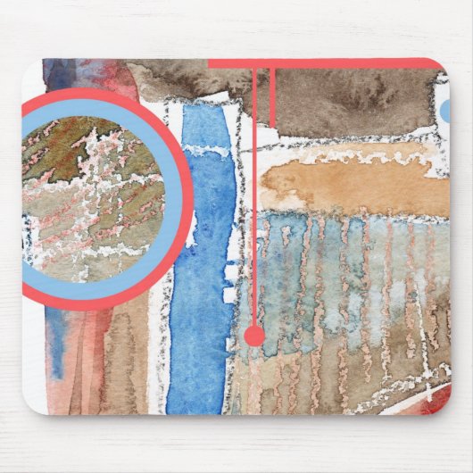 abstracte kunstcollage, gemengde media en waterver muismat (Voorkant)