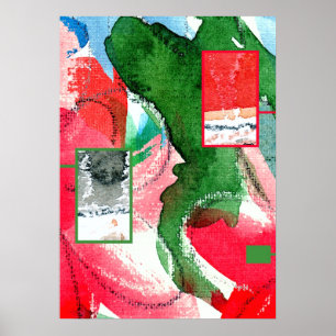 abstracte kunstcollage, gemengde media en waterver poster