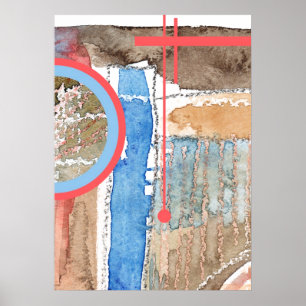 abstracte kunstcollage, gemengde media en waterver poster