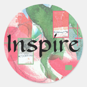 abstracte kunstcollage, gemengde media en waterver ronde sticker