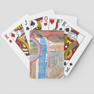 abstracte kunstcollage, gemengde media en waterver speelkaarten