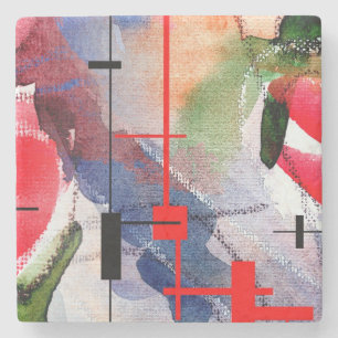 abstracte kunstcollage, gemengde media en waterver stenen onderzetter