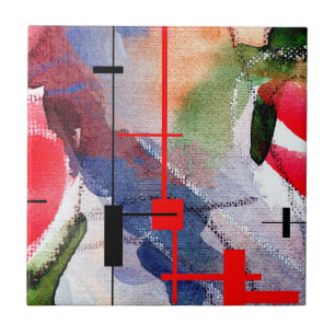 abstracte kunstcollage, gemengde media en waterver tegeltje