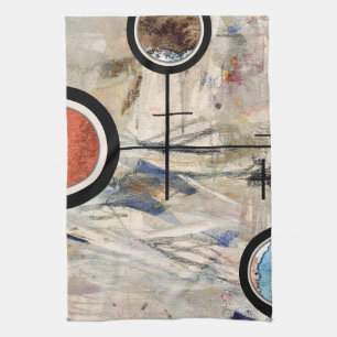 abstracte kunstcollage, gemengde media en waterver theedoek