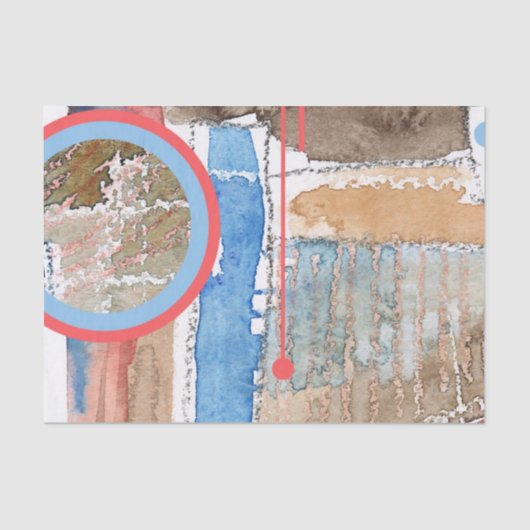 abstracte kunstcollage, gemengde media en waterver tissuepapier (Voorkant)