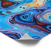 Abstracte kunstgele Oranje Blauwe Zwemelen Poster (Hoek)