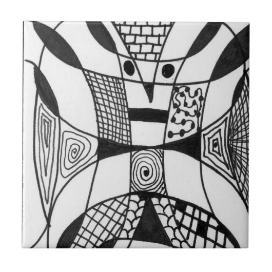 Abstracte kunstkeramische tapijten tegeltje (Voorkant)