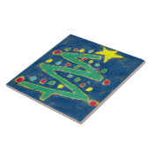 Abstracte kunstkerstboom tegeltje (Zijkant)