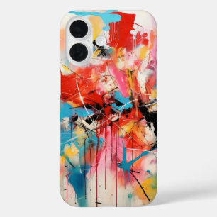 Abstracte kunstkleuren iPhone 16 hoesje