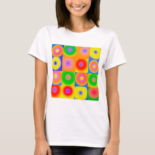 Abstracte kunstkleurrijke Happy T-shirt