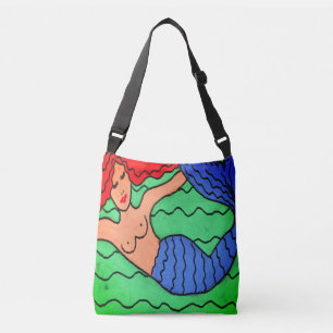 Abstracte kunstmermaid crossbody tas