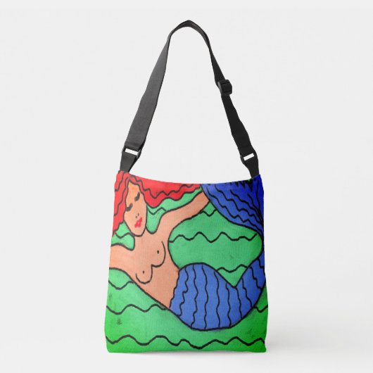 Abstracte kunstmermaid crossbody tas (Voorkant)