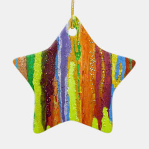 Abstracte kunstregenboogstrepen verfdruppelaar keramisch ornament