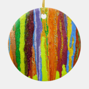 Abstracte kunstregenboogstrepen verfdruppelaar keramisch ornament
