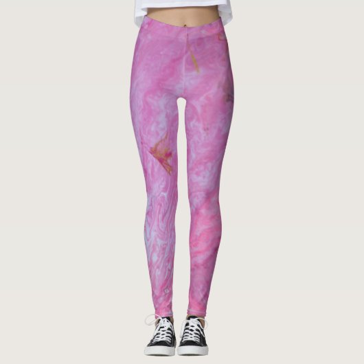 Abstracte kunstroze leggings (Voorkant)