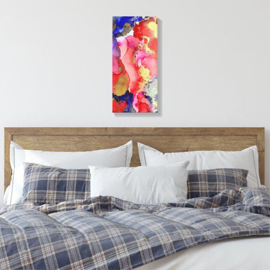 Abstracte kunstroze Paarse goudalcoholinkt Canvas Afdruk (Insitu (Slaapkamer))