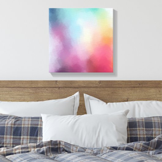 Abstracte kunstroze rood-blauw Paars groen Canvas Afdruk (Insitu (Slaapkamer))