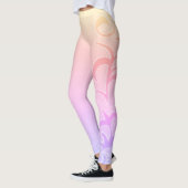 Abstracte kunstschildpad met gele roze handtekenin leggings (Links)